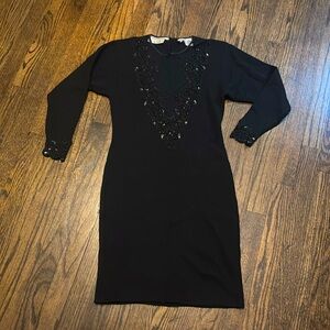 Wool vintage black mini dress